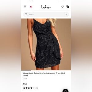 Lulus Missy Black Polkadot knotted Front Mini Dress - small